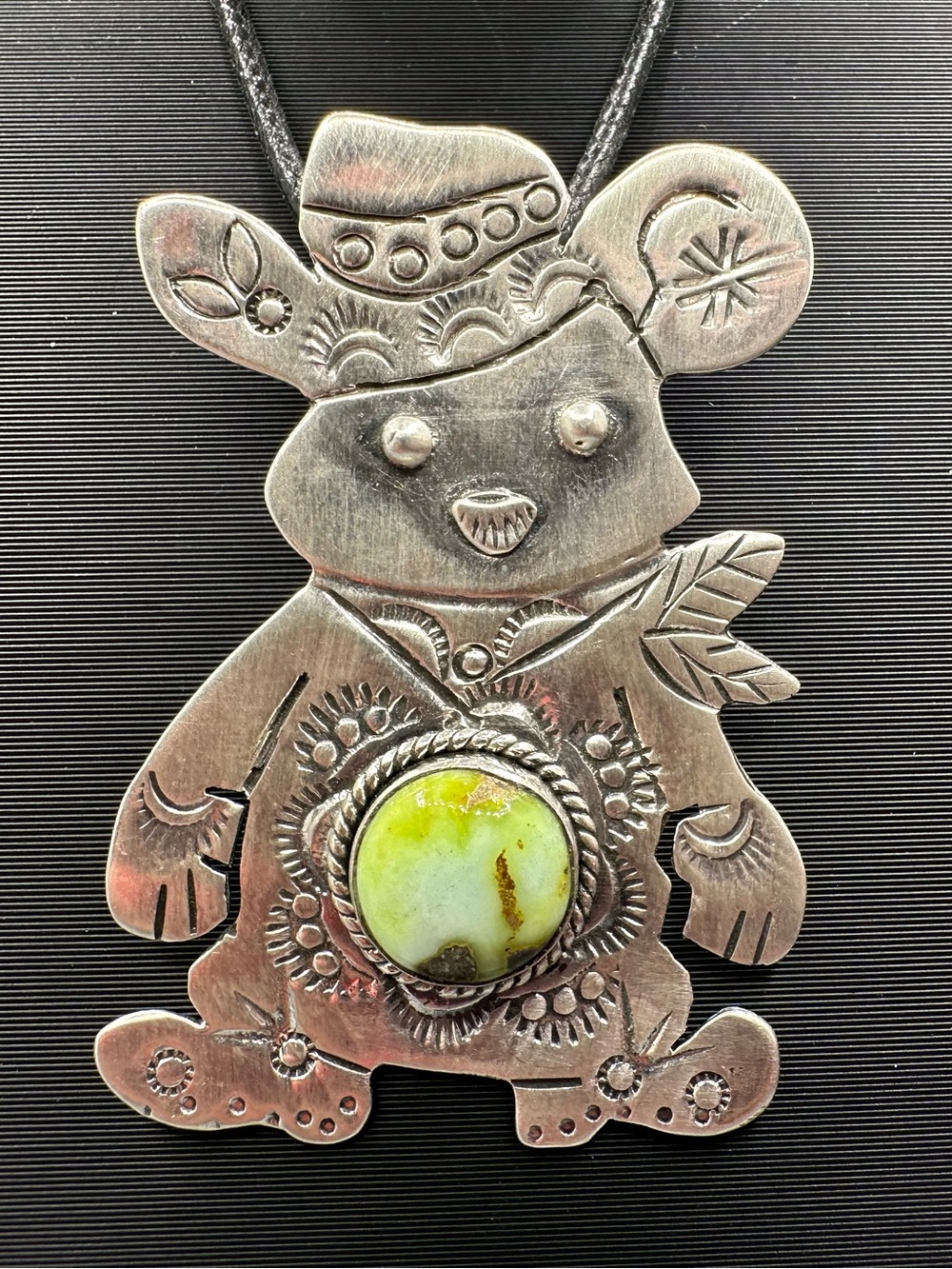 🐭 Palomino Turquoise Sterling Silver 925 Mouse Rat Shepherd Hook Western Pendant